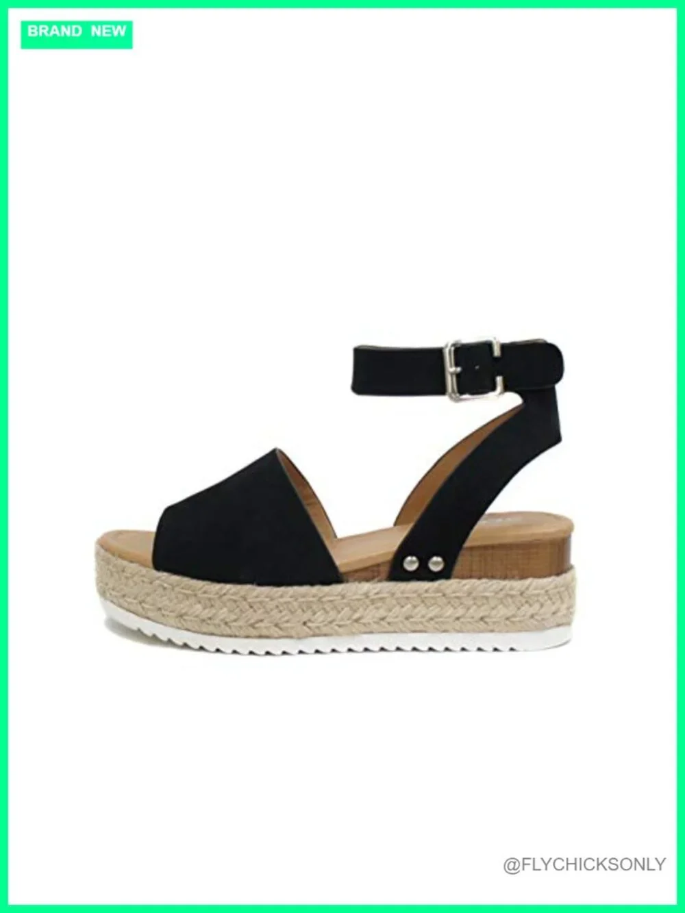 Open Toe Buckle Ankle Strap Espadrilles Flatform Wedge Casual Sandal
